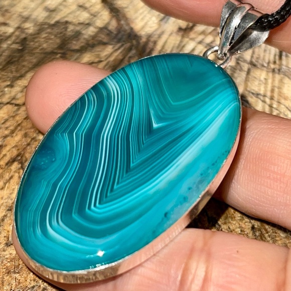 Translucent Banded Botswana Agate Pendant 2 1/2” - Picture 3 of 11